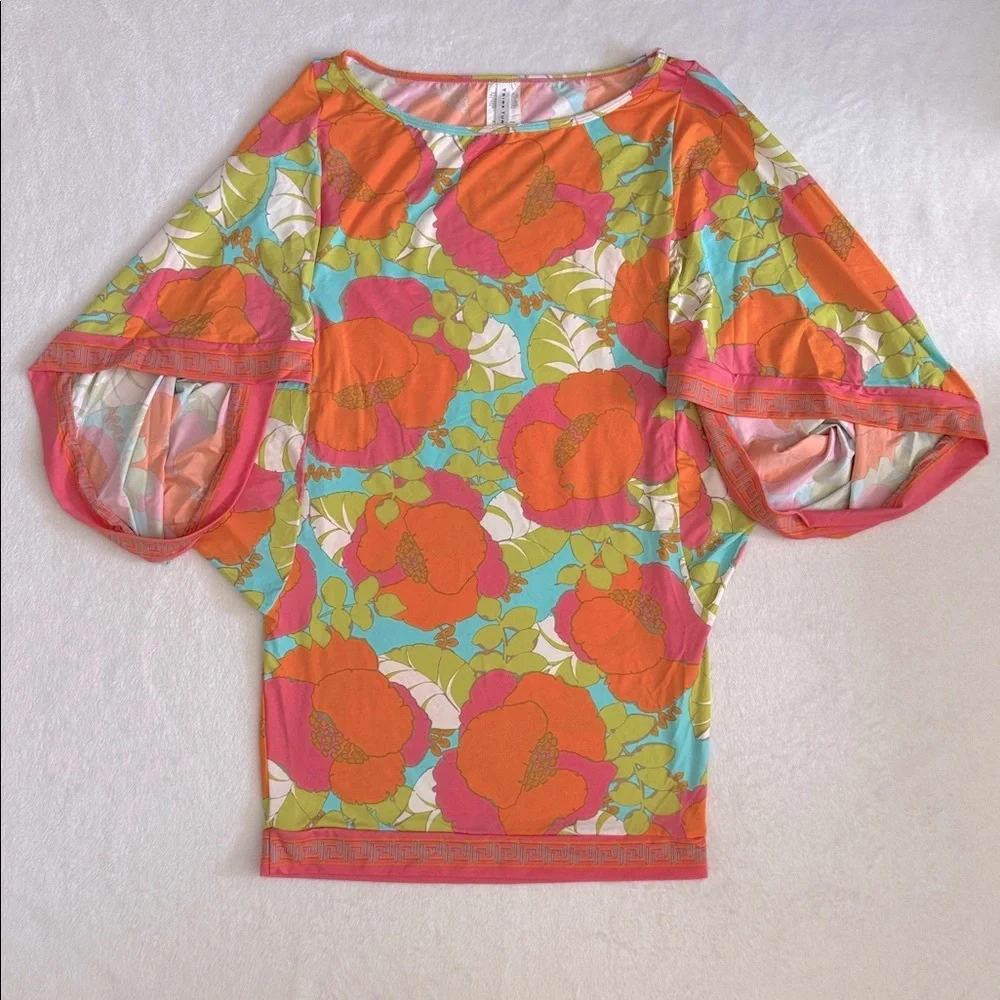 Trina Turk | Playa De Flor Tropical Floral Print Tunic Coverup Mini Dress (M) - Picture 16 of 16